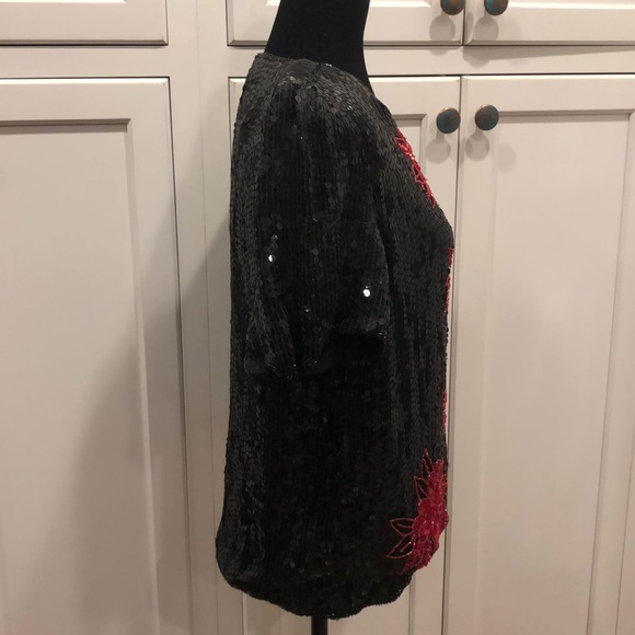 Vintage sequin 80’s top Christmas New Years dragon casino - Picture 3 of 8